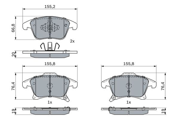Bosch BP2364 Diskli fren balatası seti; ön küçük görsel 5