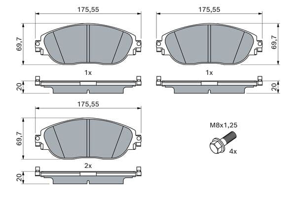 Bosch BP2483 Diskli fren balatası seti; ön küçük görsel 5