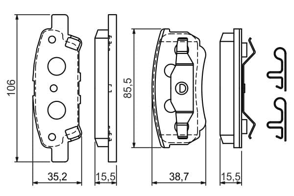 Bosch BP952 Diskli fren balatası seti; arka küçük görsel 6