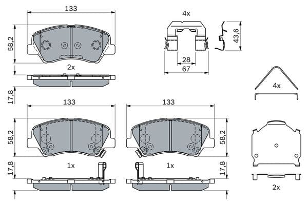 Bosch BP2569 Diskli fren balatası seti; ön küçük görsel 5