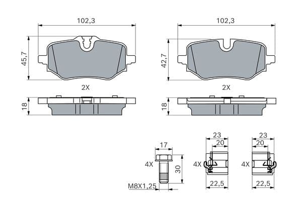 Bosch BP2978 Diskli fren balatası seti; arka küçük görsel 5