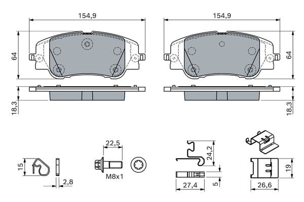Bosch BP2989 Diskli fren balatası seti; ön küçük görsel 5