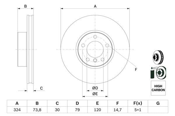 Bosch BD33 Fren diski; ön küçük görsel 5