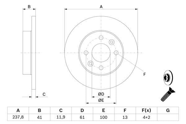 Bosch BD94 Fren diski; ön küçük görsel 5