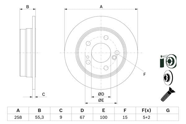 Bosch BD150 Fren diski; arka küçük görsel 5