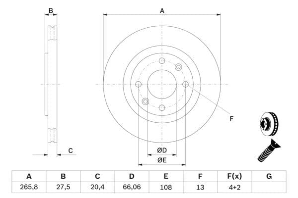 Bosch BD214 Fren diski; ön küçük görsel 5
