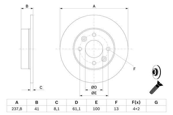 Bosch BD218 Fren diski; ön küçük görsel 5