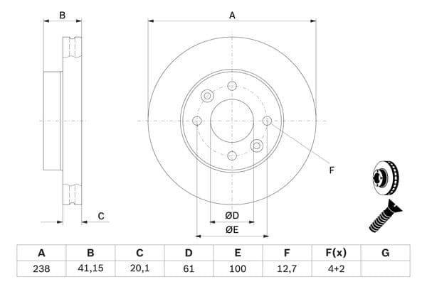 Bosch BD221 Fren diski; ön küçük görsel 5