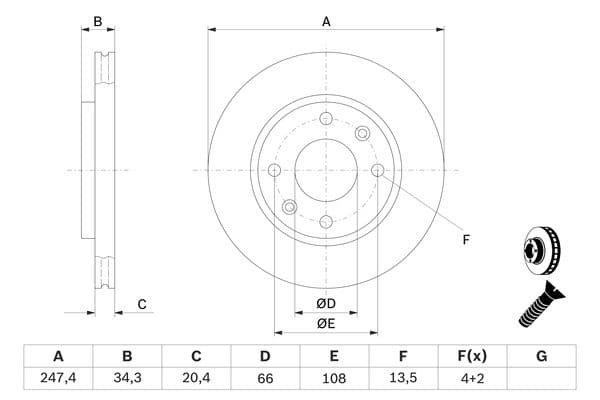 Bosch BD309 Fren diski; ön küçük görsel 5