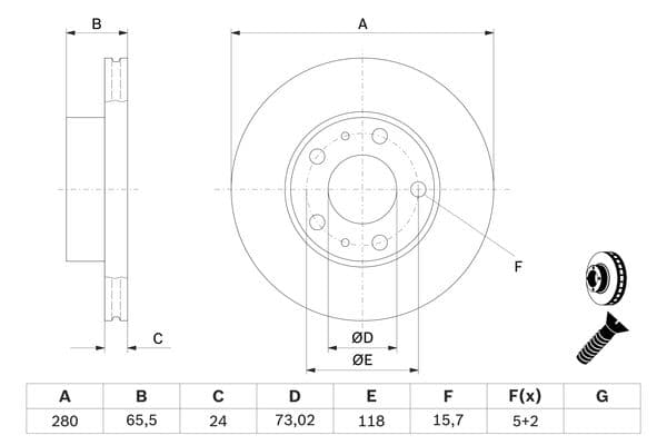 Bosch BD365 Fren diski; ön küçük görsel 5