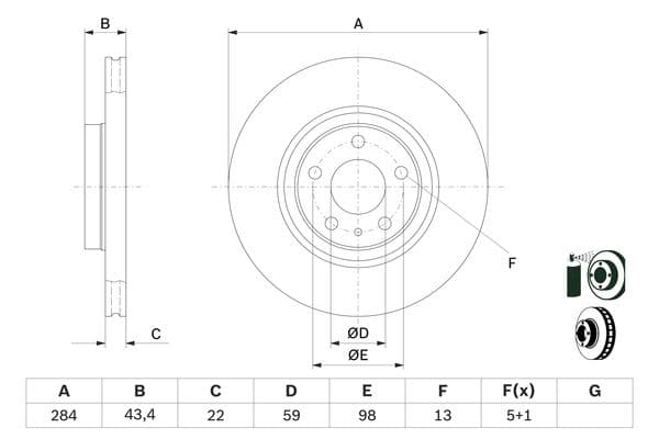 Bosch BD444 Fren diski; ön küçük görsel 5