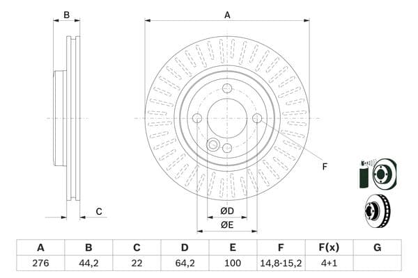 Bosch BD2040 Fren diski; ön küçük görsel 5