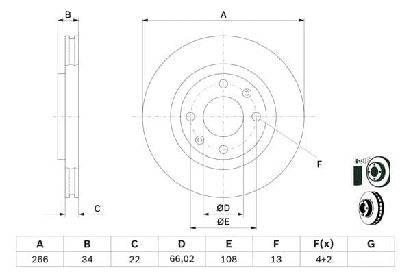 Bosch BD536 Fren diski; ön küçük görsel 5