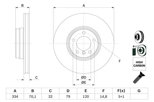 Bosch BD541 Fren diski; ön küçük görsel 5
