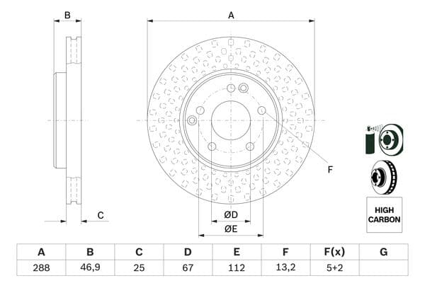 Bosch BD542 Fren diski; ön küçük görsel 5
