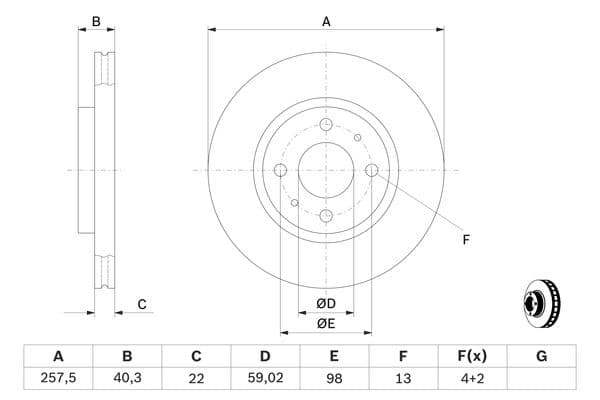 Bosch BD2044 Fren diski; ön küçük görsel 5