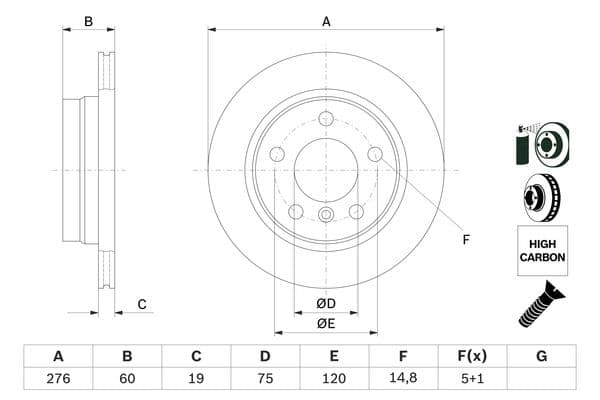 Bosch BD560 Fren diski; arka küçük görsel 5