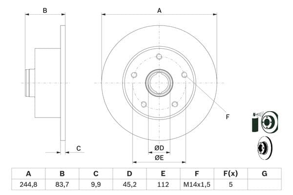 Bosch BD2049 Fren diski; arka küçük görsel 5