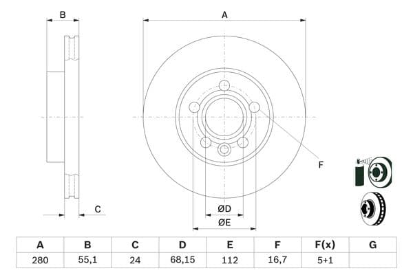 Bosch BD2051 Fren diski; ön küçük görsel 5