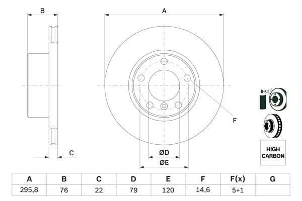 Bosch BD748 Fren diski; ön küçük görsel 5