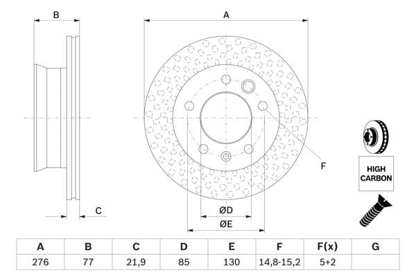 Bosch BD749 Fren diski; ön küçük görsel 5