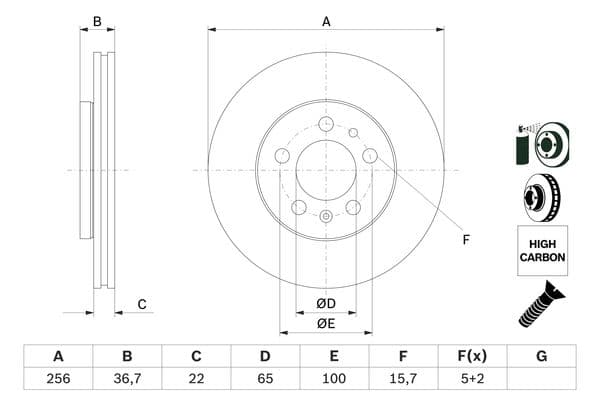Bosch BD753 Fren diski; ön küçük görsel 5