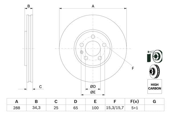 Bosch BD766 Fren diski; ön küçük görsel 5