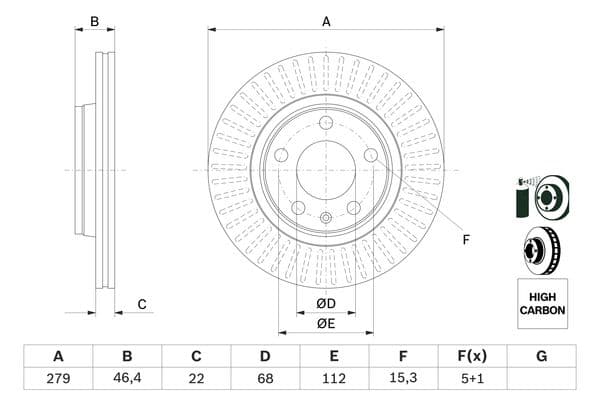 Bosch BD768 Fren diski; ön küçük görsel 5