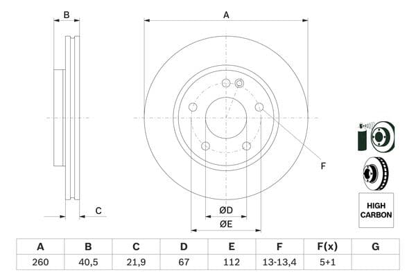 Bosch BD774 Fren diski; ön küçük görsel 5