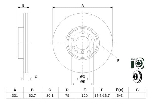 Bosch BD872 Fren diski; ön küçük görsel 5