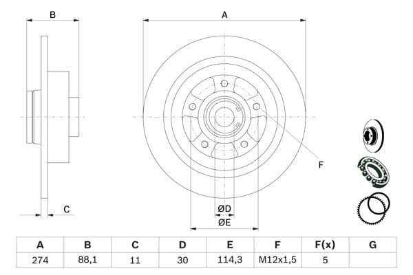 Bosch BD1627 Fren diski; arka küçük görsel 5