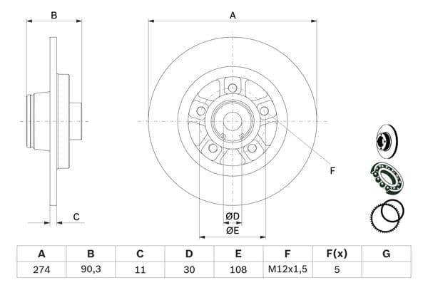 Bosch BD1628 Fren diski; arka küçük görsel 5