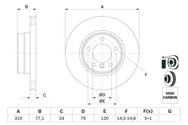 Bosch BD994 Fren diski; ön küçük görsel 5