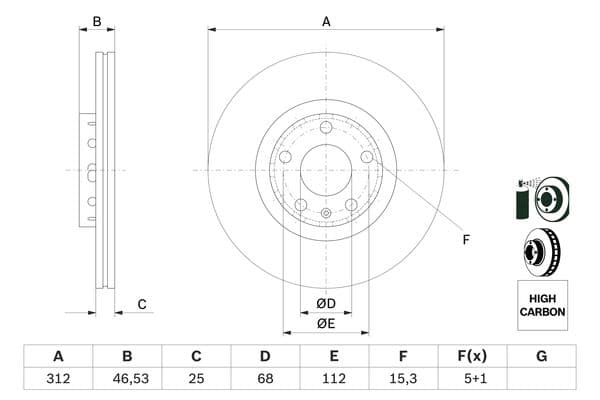 Bosch BD996 Fren diski; ön küçük görsel 5