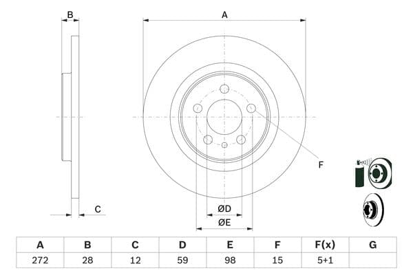 Bosch BD1001 Fren diski; arka küçük görsel 5