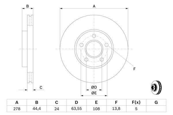 Bosch BD1006 Fren diski; ön küçük görsel 5