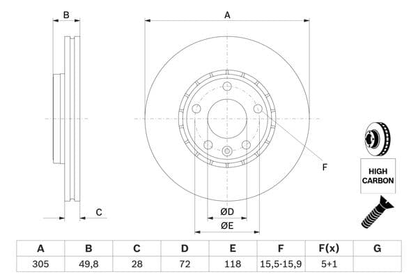 Bosch BD2070 Fren diski; ön küçük görsel 5
