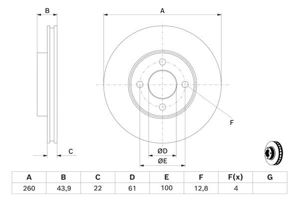 Bosch BD1641 Fren diski; ön küçük görsel 5