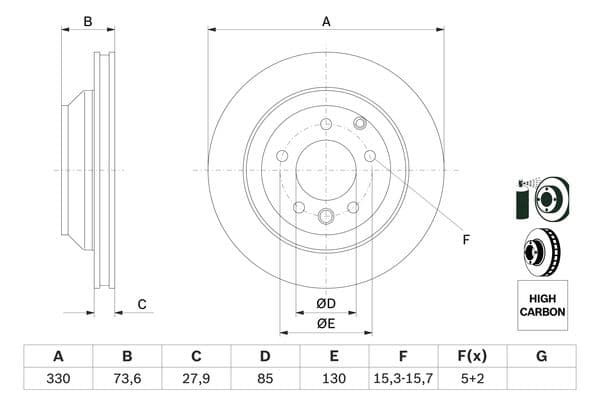 Bosch BD1025 Fren diski; arka küçük görsel 5