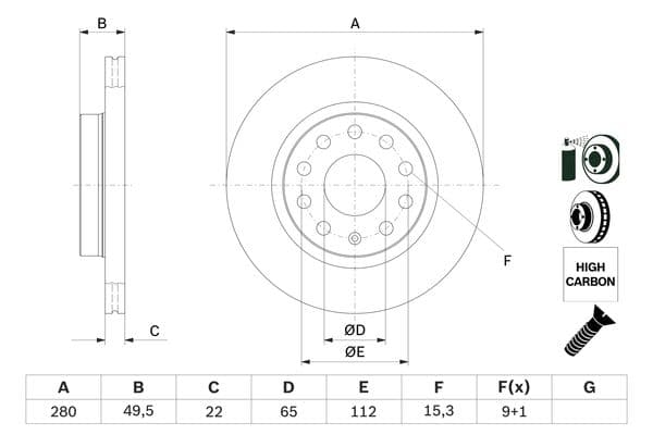 Bosch BD1028 Fren diski; ön küçük görsel 5
