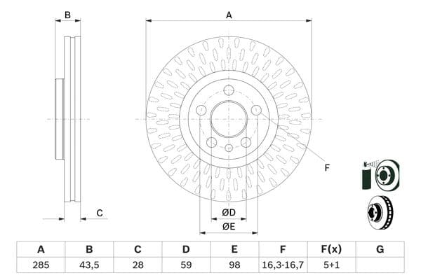 Bosch BD1044 Fren diski; ön küçük görsel 5