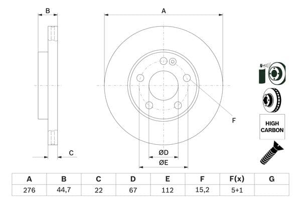 Bosch BD1058 Fren diski; ön küçük görsel 5