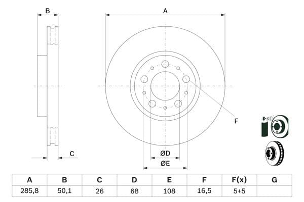 Bosch BD1077 Fren diski; ön küçük görsel 5