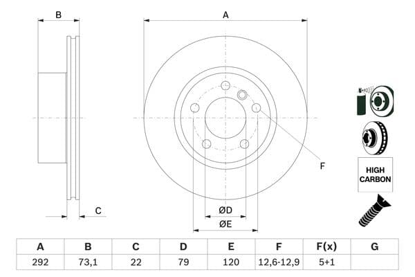 Bosch BD1082 Fren diski; ön küçük görsel 5