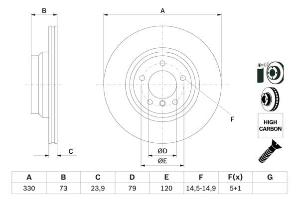 Bosch BD1083 Fren diski; ön küçük görsel 5