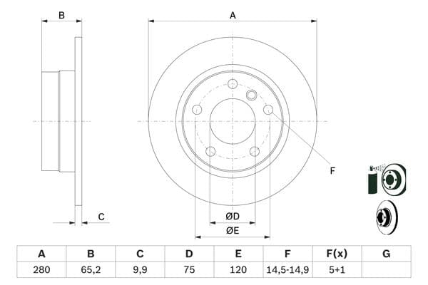 Bosch BD1085 Fren diski; arka küçük görsel 5