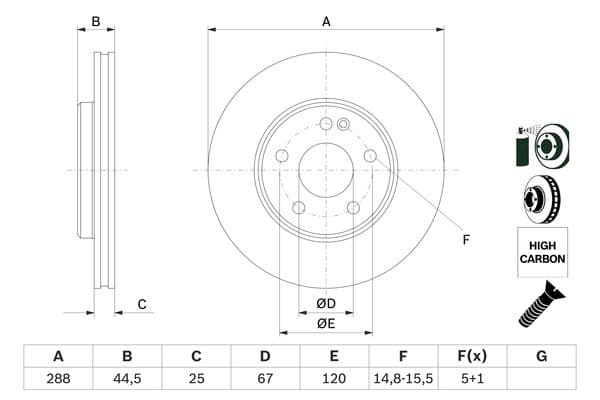 Bosch BD1100 Fren diski; ön küçük görsel 5
