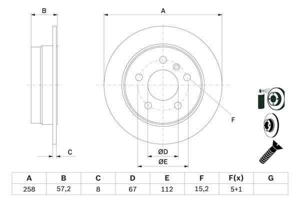 Bosch BD1101 Fren diski; arka küçük görsel 5