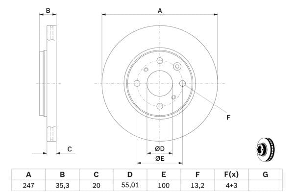 Bosch BD1105 Fren diski; ön küçük görsel 5