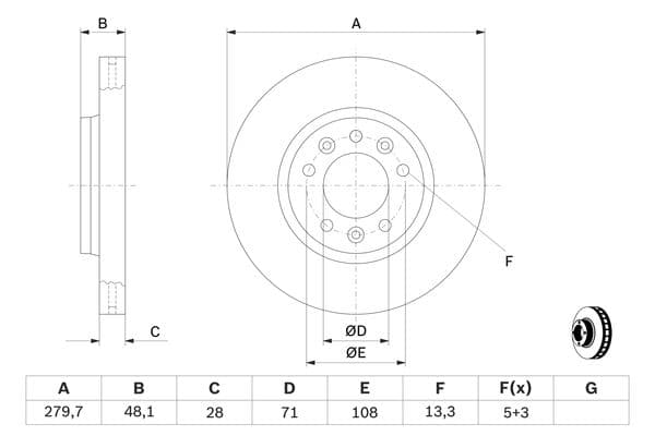Bosch BD1144 Fren diski; ön küçük görsel 5